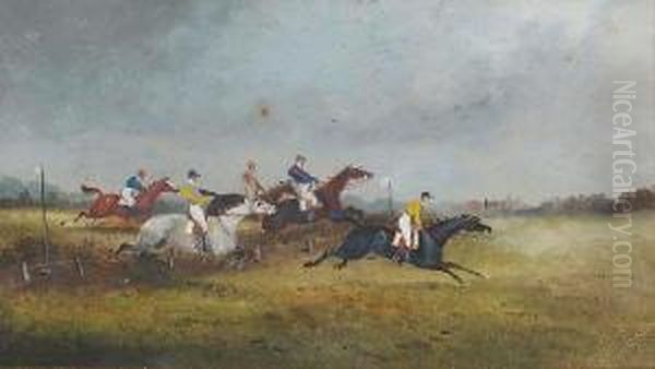 Horse Racing Over A Jump - view 1