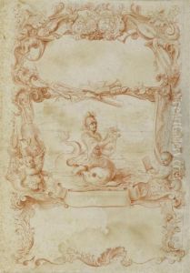 Design For A Title Page With Musical Instruments by Johann Elias Ridinger or Riedinger