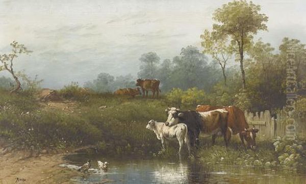Waldige Landschaftspartie Mit Kuhen - view 1