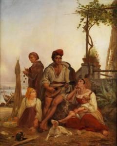 Neapolitanische Fischerfamilie by August Riedel