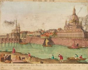 Ansicht Vondresden Nebst Der Elbe Brucke Gegen Mitternacht