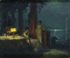 "jeune Femme Au Bord D'un Lac" by Marcel Rieder