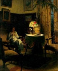 Jeune Femme Cousant by Marcel Rieder