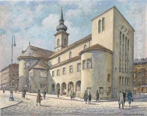 Blick Auf Die Wahringer Kirche An Der Kutschkergasse by Felix Riedl