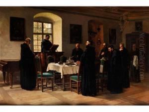 Monche Im Refektorium by Wilhelm Ludwig Fr. Riefstahl