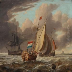 Seascape With Two Dutch Sailing Ship In Danish Waters