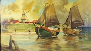 Zwei Segelkutter Vor Kuste by Rudolf Riemerschmidt