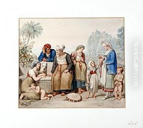 Figures Sitting On A Wall, Ischia - view 1