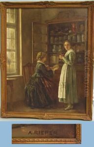 Zwei Damen Vor Dem Schrank by August Rieper