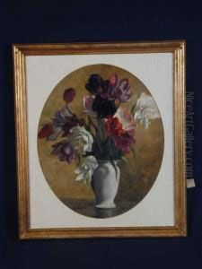 Tulpenstraus In Weiser Vase by August Rieper