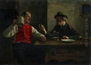 Biertrinker Im Wirtssaal by August Rieper