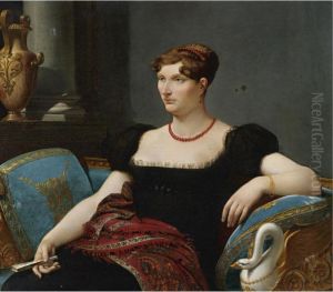 Portrait Of A Seated Lady In A Black Dress by Henri-Francois Riesener
