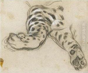 Study Of A Leopard's Paws by Leon Louis Antoine Riesener