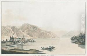 Vue Du Chateau De Spietz/sur Le Lac De Thoun by Heinrich Rieter
