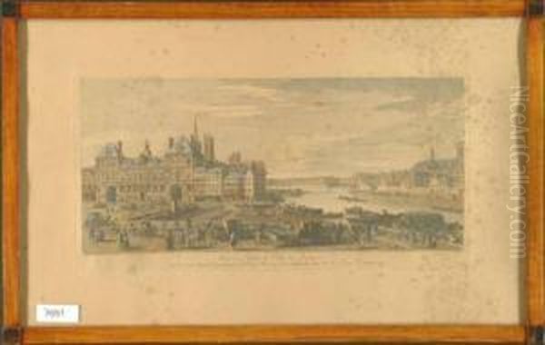 Vue De L````hotel De Ville De Paris Ou L````on Voit Dans L````eloignement Le Pont Marie Et Le Pont De Bois Di Le Pont Rouger - view 1