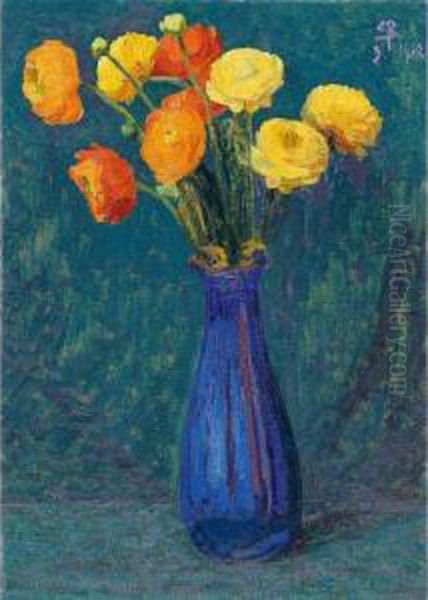 Anemonen In Blauer Vase - view 1