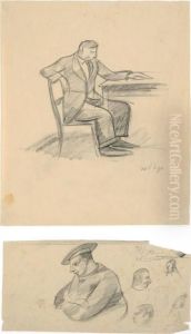 Lotto Di Due Disegni Raffiguranti Figure