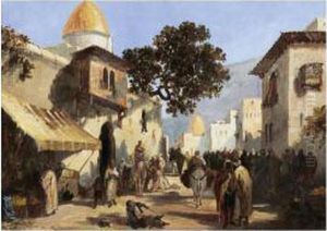 Rue Animee, Probablement Au Caire by Auguste Rigon