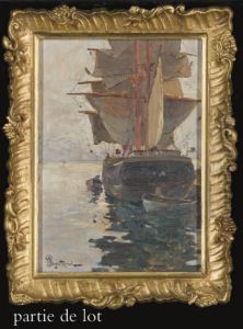 Bateau A Quai Avec Un Personnage Bateau A Quai Avec Une Barque by Alexandre Rigotard