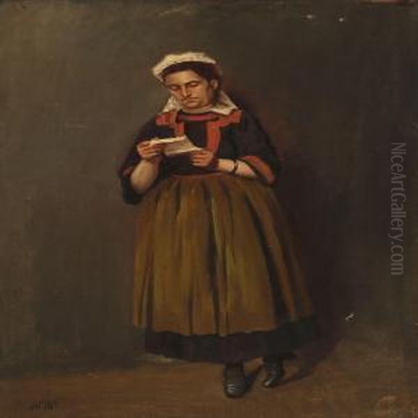 A Young Woman Reading A Letter - view 1