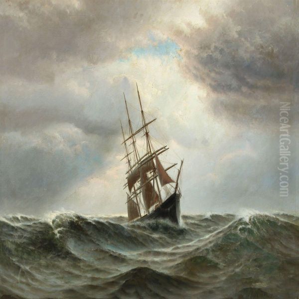 Seascape With Ship In Rough Sea - view 1