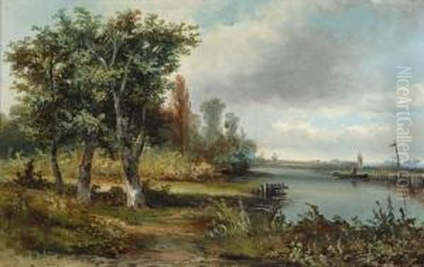 A River Landscape With Trees - view 1