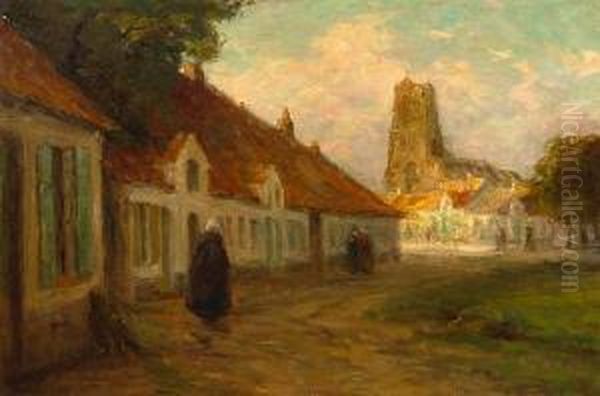 Figures On A Village Street - view 1