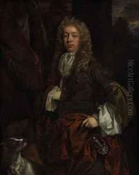 Portrait Of A Young Man, Three-quarter-length, With A Dog - view 1