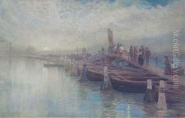 A Moonlight Procession Over A Bridge, Venice - view 1