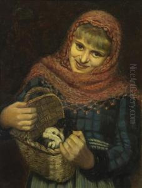 Girl With Birds In Basket - view 1