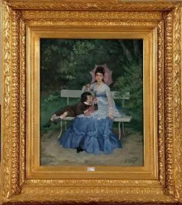 Enfant Au Papillon Avec Sa Mere Au Parc by Frederic Ringel