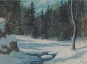 Stream In Winter by Eric John Benson Riordon
