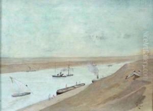 Bateaux Sur Le Fleuve En Afrique Du Nord by Edouard Riou