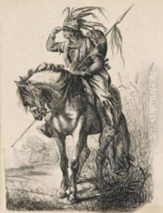 La Vigilence Du Cavalier Indien by Edouard Riou