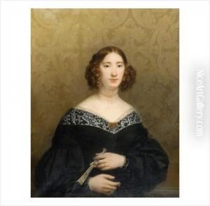 Jeune Femme A L'eventail by Louis Edouard Rioult