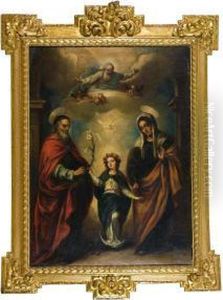 La Virgen Con San Joaquin Y Santa Ana by Jose Risueno