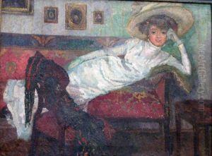 Portrait De Femme Alanguie by Caspar Ritter