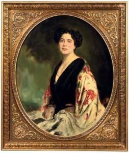 Portrait Of Miss Von Kleinschnitz Wearing A Colourful Shawl by Caspar Ritter