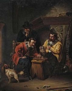 Playing Chessat A Fireplace.