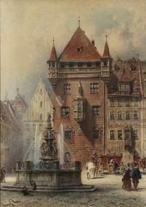 Nurnberg - Lorenzer Platz Mit Tugendbrunnen.