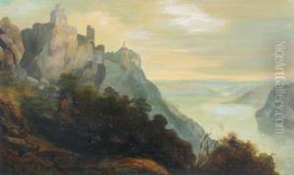Mountain Lake With Figures - view 1
