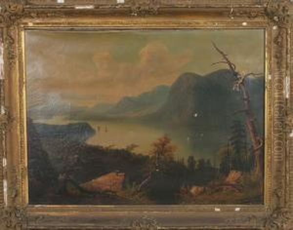 Landscape Of River Valley With Figure And Boats - view 1
