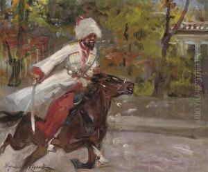 Cossack On The Charge by Woiciech Ritter Von Kossak