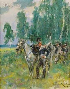 Lancers At Rest by Woiciech Ritter Von Kossak