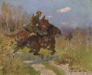 A Polish Cavalry Officer by Woiciech Ritter Von Kossak