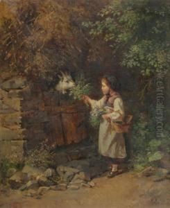 Girl And Goat by Rafael Ritz