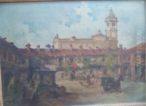 An Italian Piazza by Giuseppe Riva