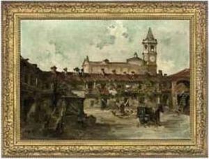A Village Square by Giuseppe Riva