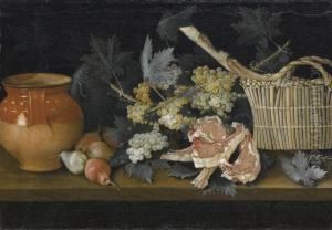 Natura Morta Con Frutta, Carne, Brocca In Ceramica E Cesto Natura Morta Con Frutta, Carne, Brocca In Ceramica E Cesto