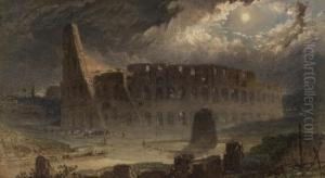 Roma, Fiaccolata Dinnanzi Il Colosseo In Una Notte Di Luna
